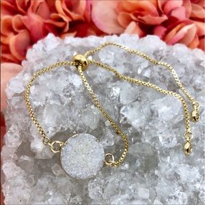 💫 NEW! SMALL DRUZY Stone Gold Bolo Bracelet 💫
